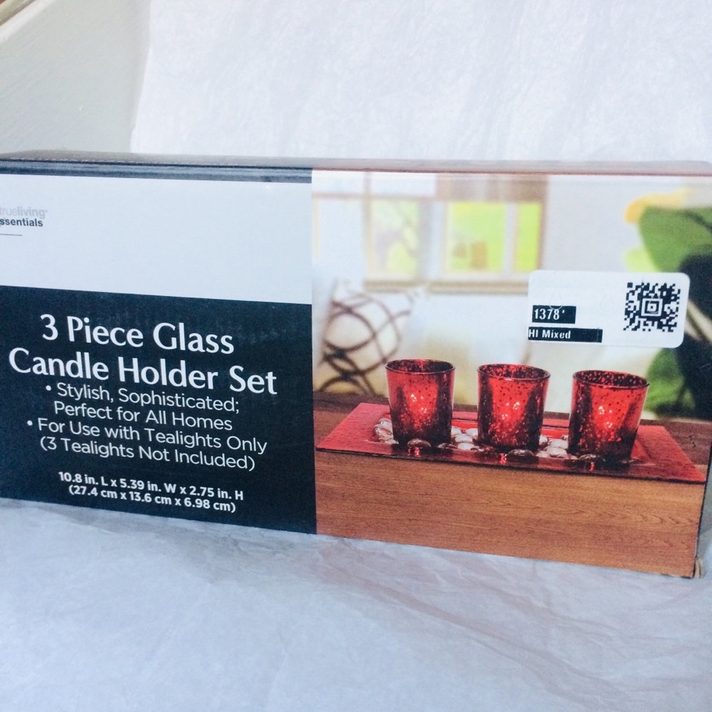 3 Piece Glass Candle Holder Set
